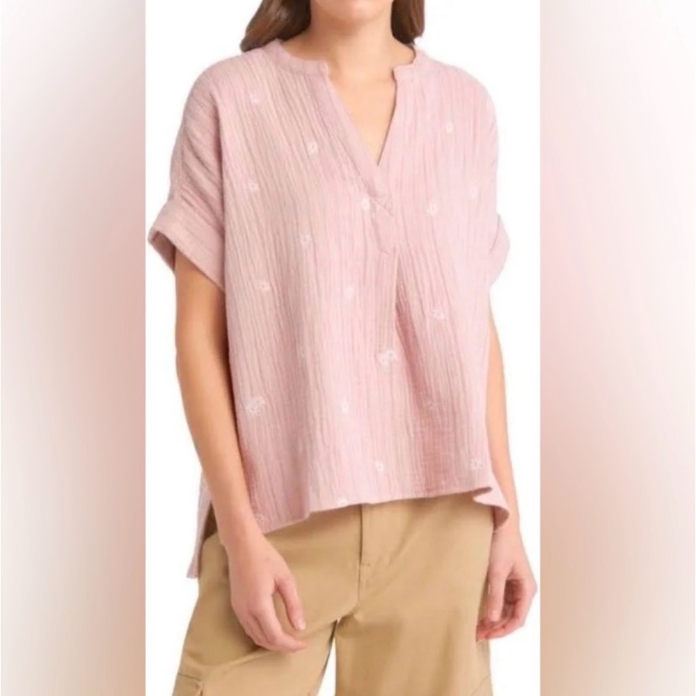 Madewell Relaxed Pink Split-Neck Women’s Top
